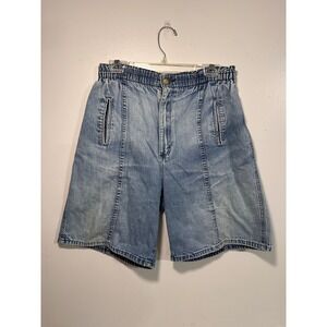 Vintage Zena Denim Shorts Womens 14 Blue Light Wash Made in USA 90s